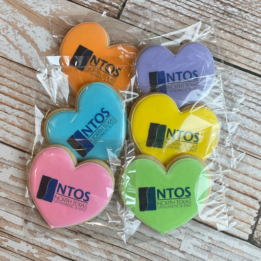 Conversation Colorful Heart Shape Corporate Logo Cookies by the Dozen