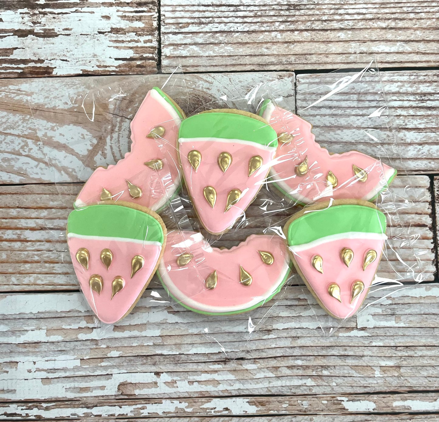 Watermelon Fruit w/Gold accents Themed Birthday Cookies--12 Count