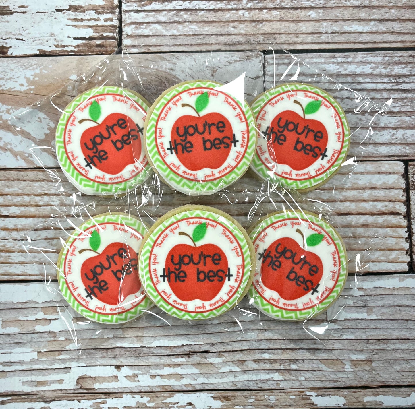 You're the best Teacher Apple School Themed Thank You Cookies Teacher Appreciation--12 Count
