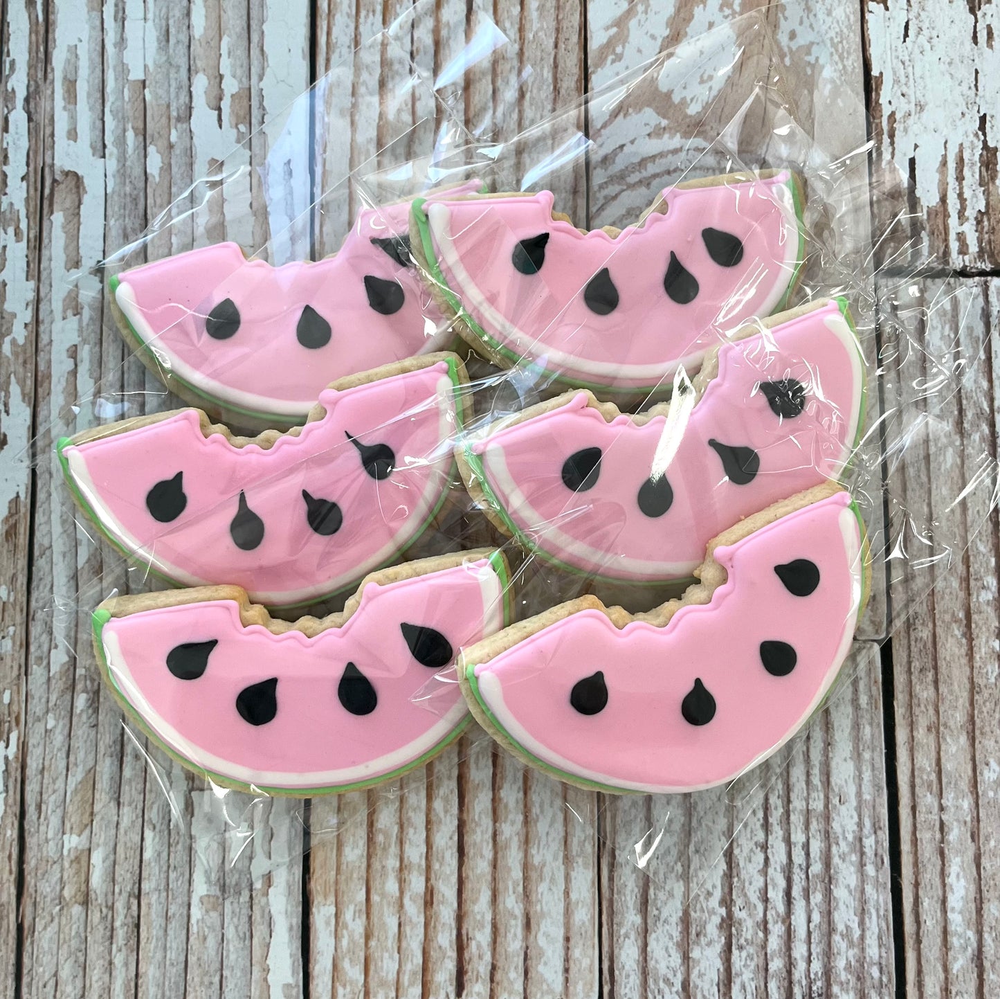 Pink Watermelon Fruit w/black Seeds Themed Birthday Cookies--12 Count
