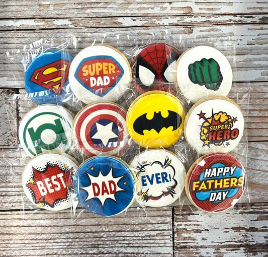 Father's Day Superhero Cookie Set SUPER DAD Best Dad Ever--12 Count