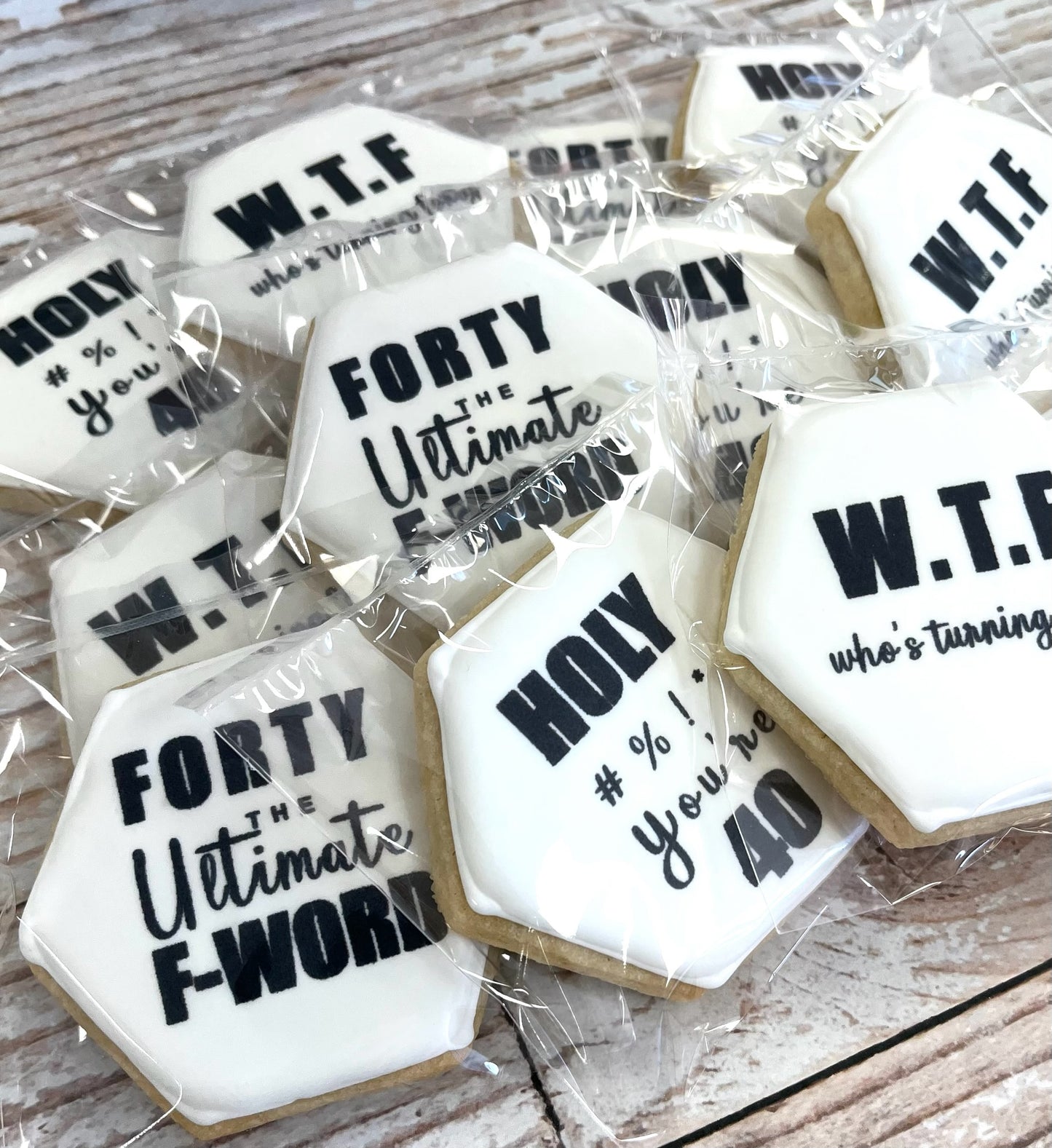 40th Birthday WTF Ultimate F Word Turning Forty Birthday Cookies--12 Count