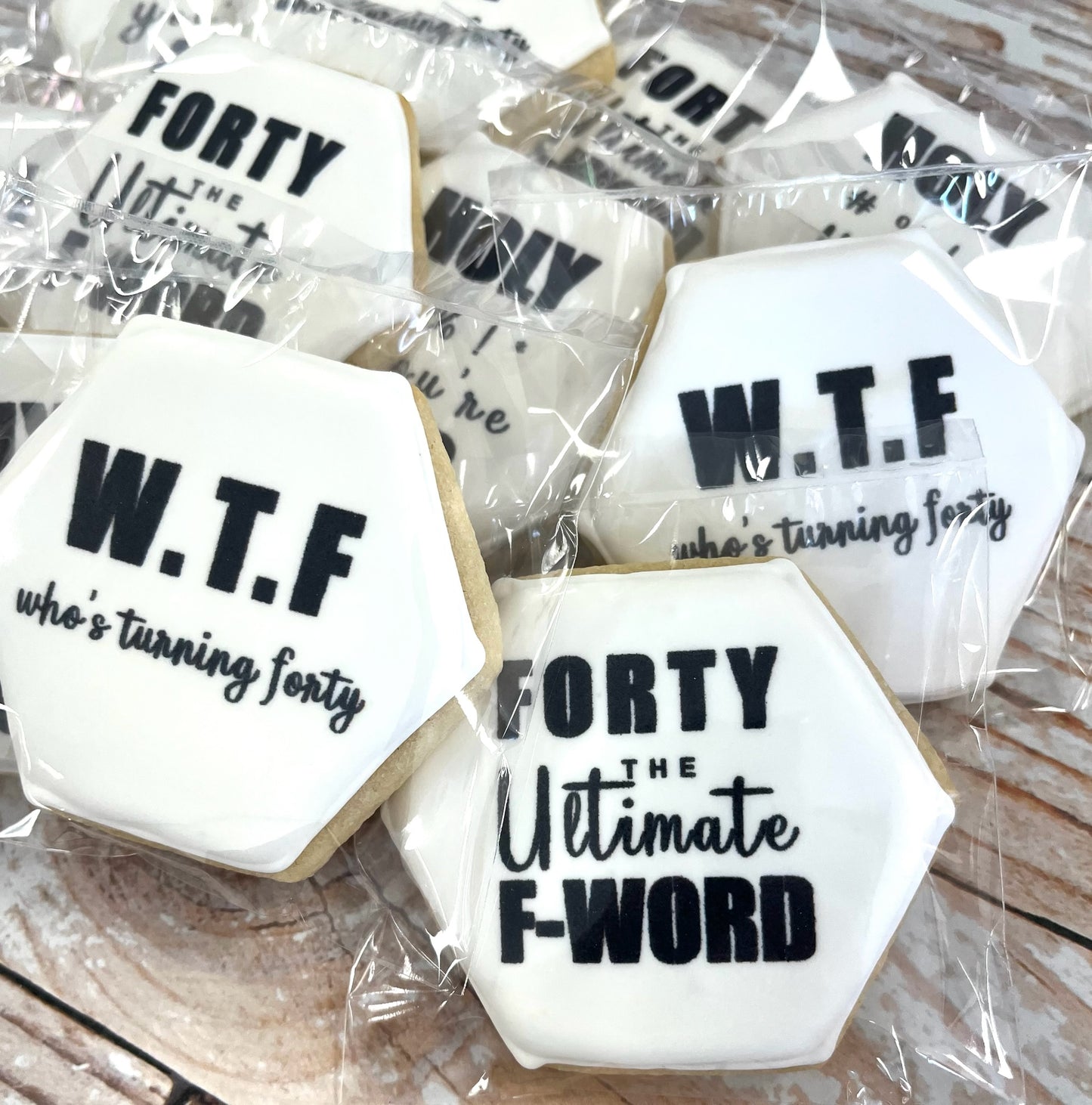 40th Birthday WTF Ultimate F Word Turning Forty Birthday Cookies--12 Count