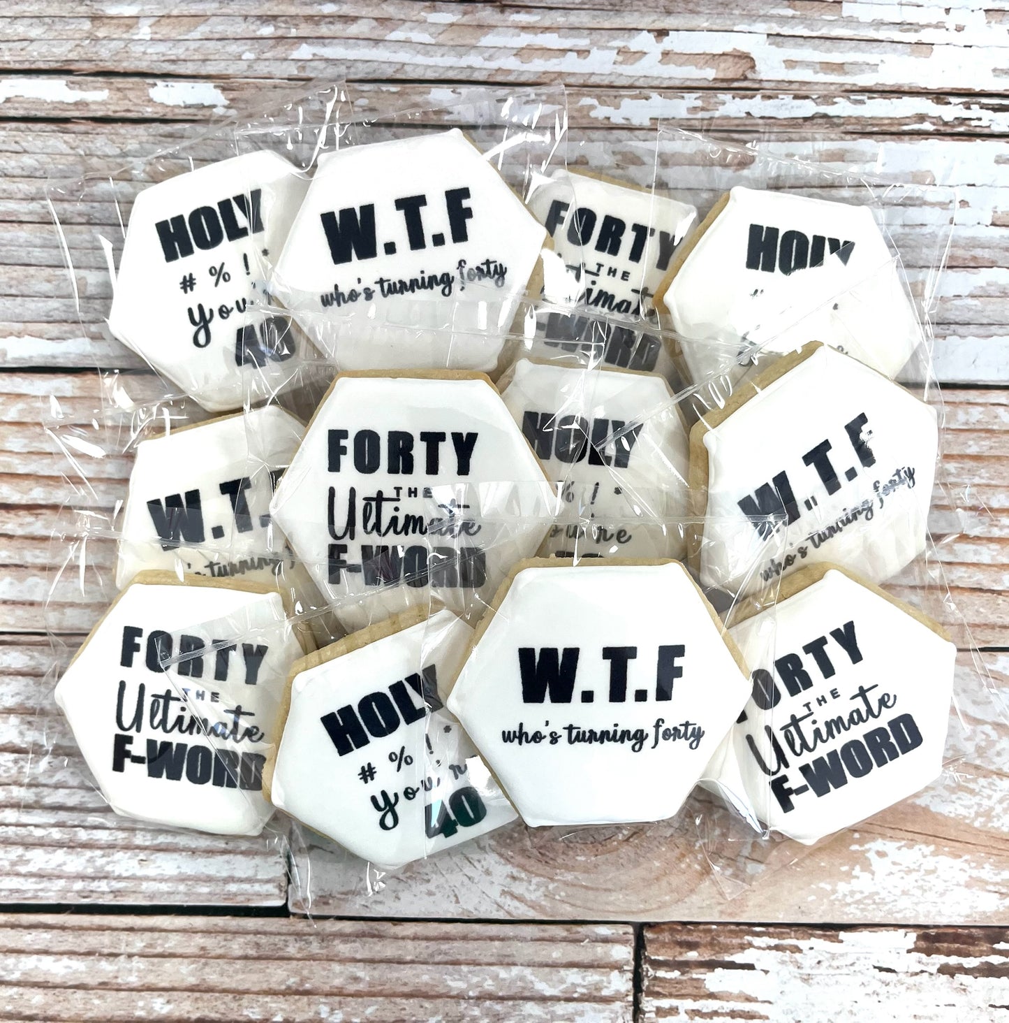 40th Birthday WTF Ultimate F Word Turning Forty Birthday Cookies--12 Count