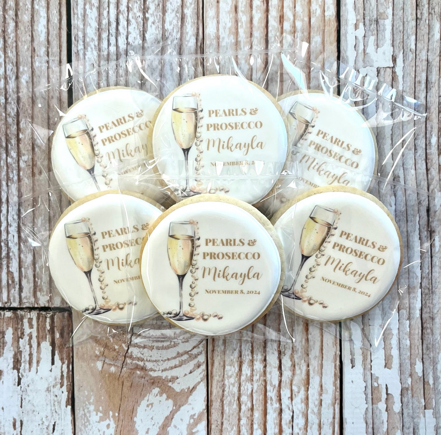 Pearls and Prosecco Bridal Shower Brunch Themed Cookies w/Live Preview--12 Count