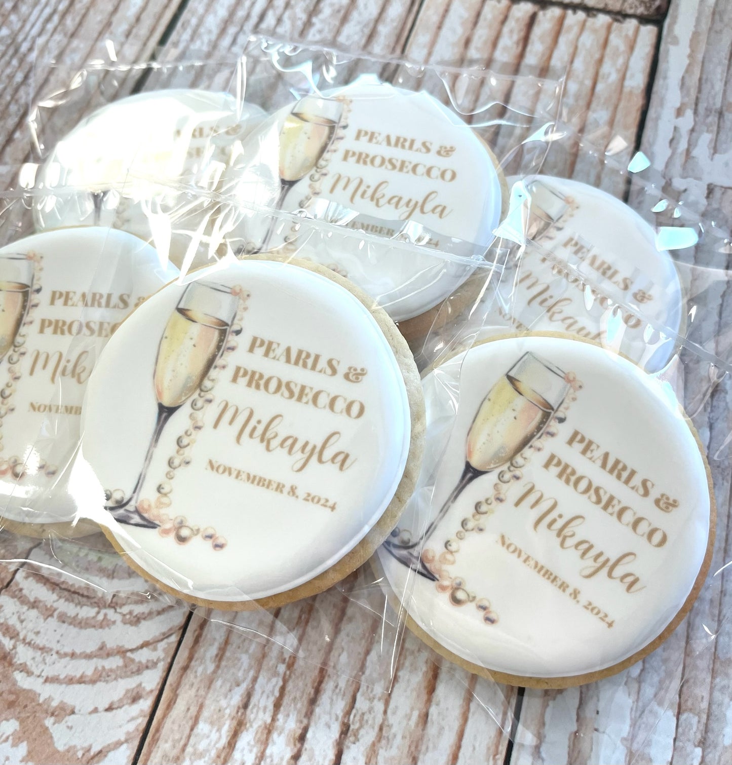 Pearls and Prosecco Bridal Shower Brunch Themed Cookies w/Live Preview--12 Count