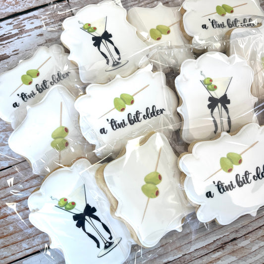 Martini Themed Tini Bit Older Olives Birthday Party Cookies Theme -- 12 Count