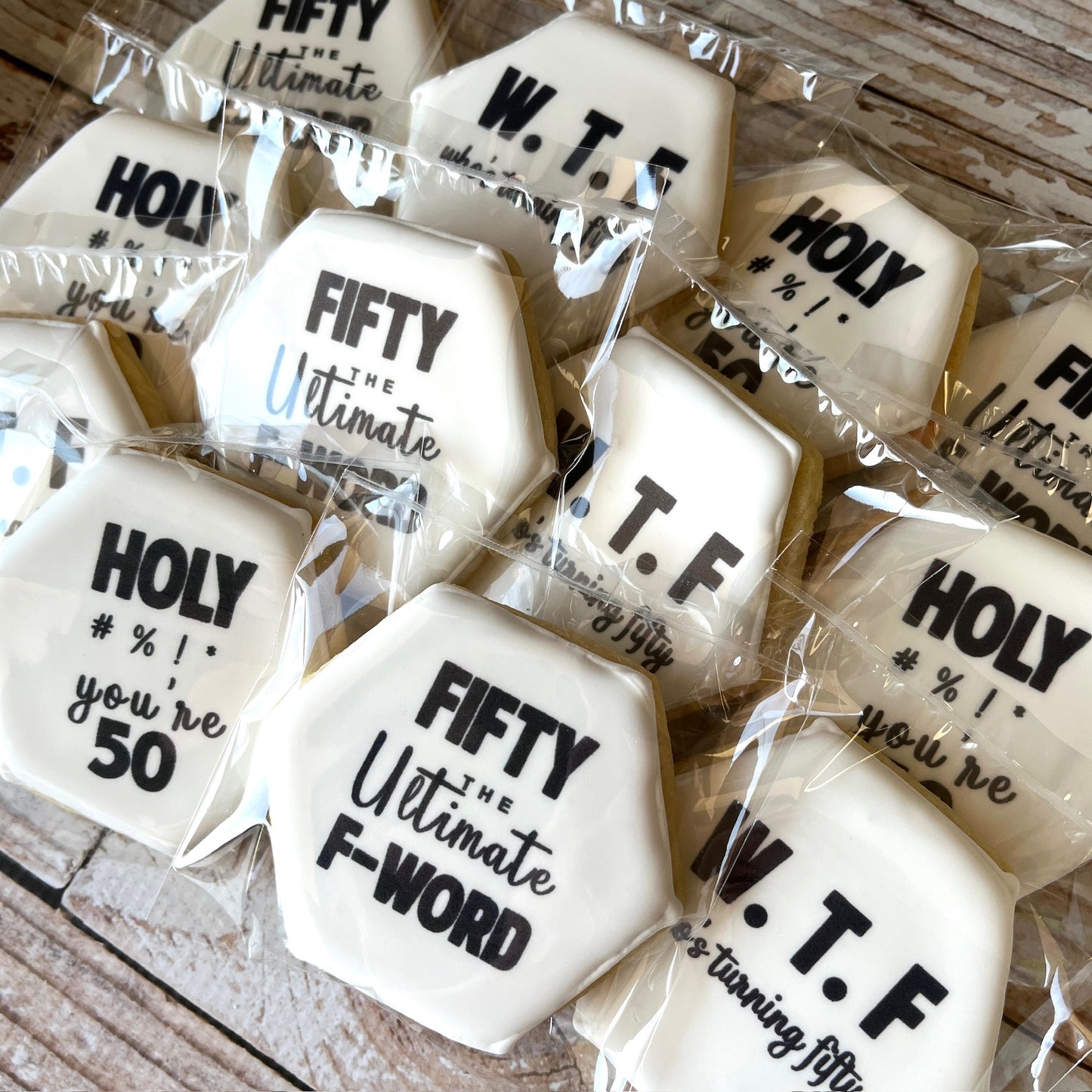 50th Birthday WTF Ultimate F Word Turning Fifty Birthday Cookies--12 Count