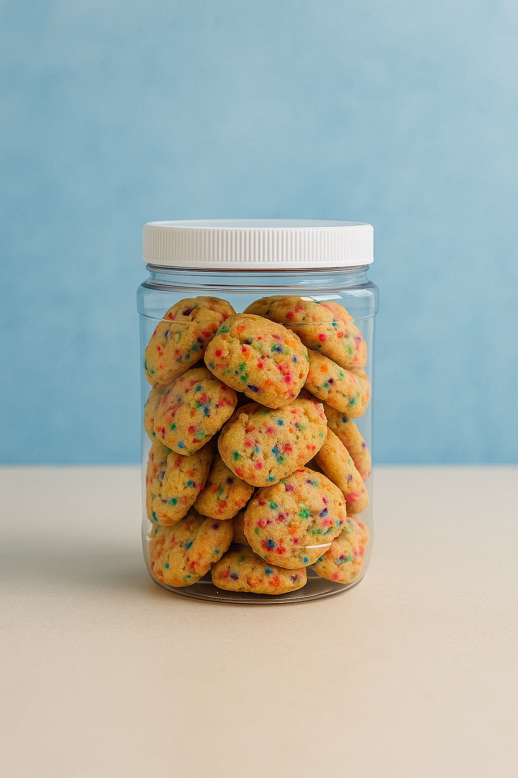 Jar of Birthday Bites - Buttery Shortbread Crunchy Cookies w/Sprinkles --1/2 Pound Cookies