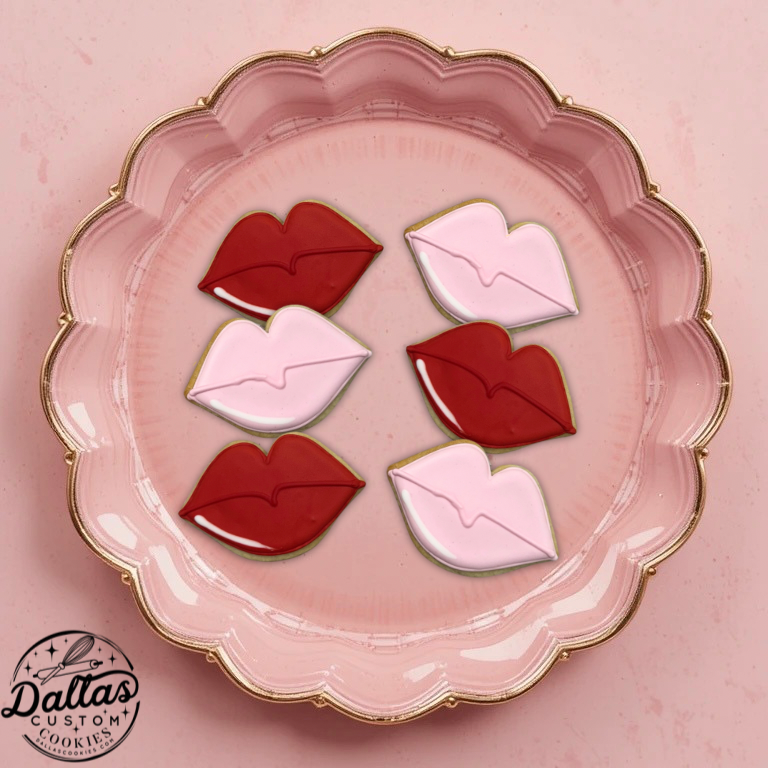 Red and Pink Lips Lip Cookies--12 Count