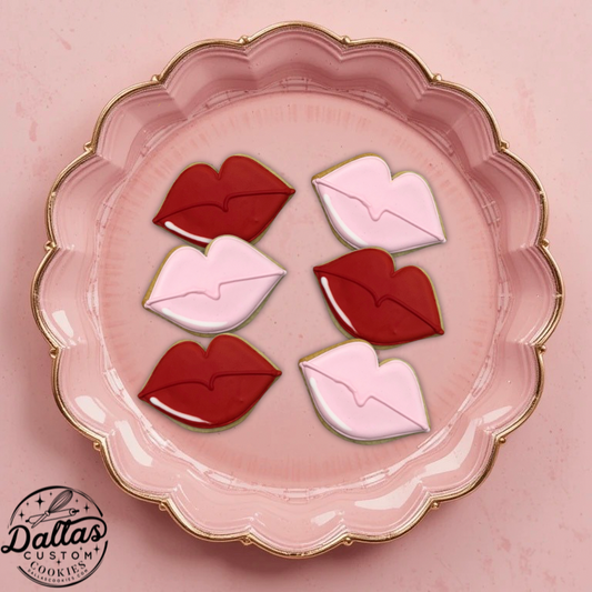 Red and Pink Lips Lip Cookies--12 Count