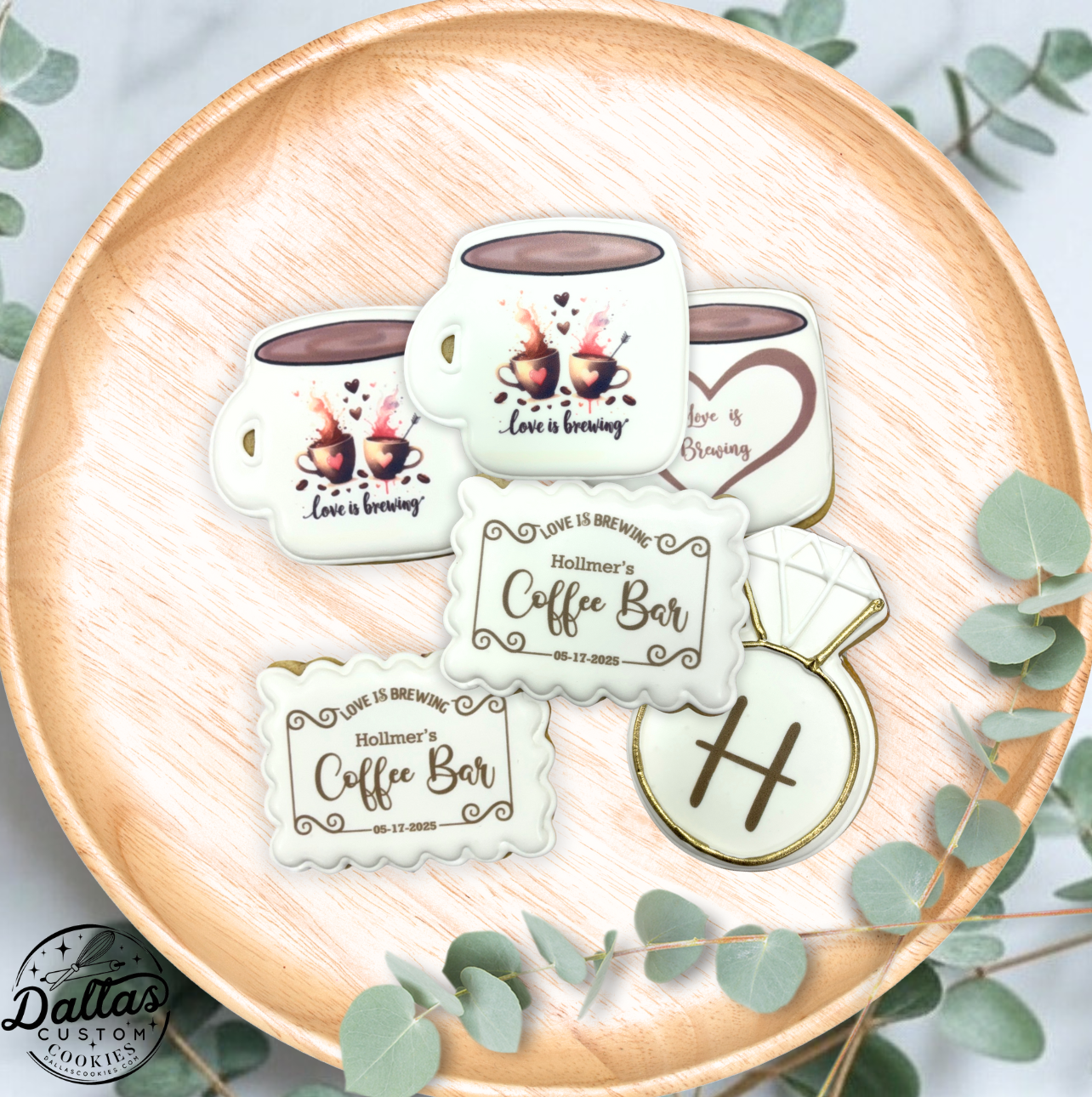Love is Brewing Coffee Mugs Wedding Bridal Shower Themed Cookies-- 12 Count