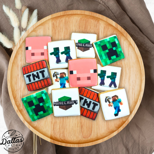 Minecraft Themed Party Cookies Minecraft Decorated Birthday Cookies--12 Count