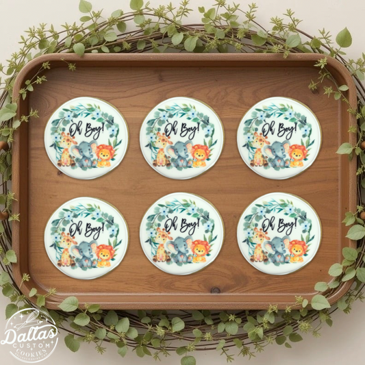 Oh BOY Safari Baby Shower Cookies--12 Count