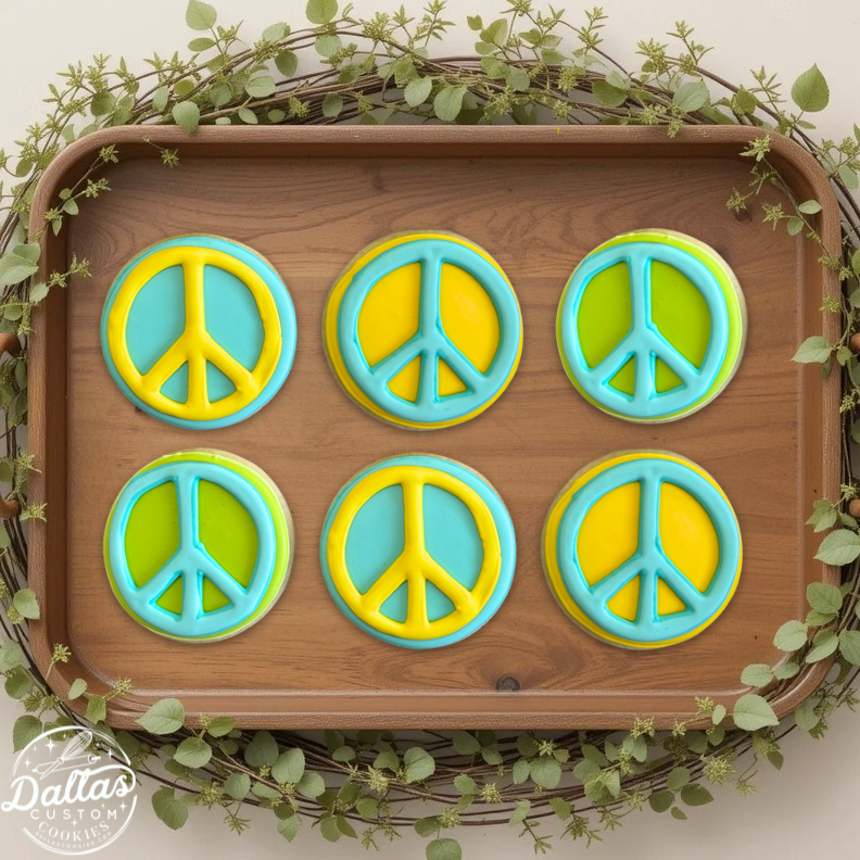 Smiley Faces & Peace Signs Disco Groovy Retro Party Themed 70s Cookies --12 Count