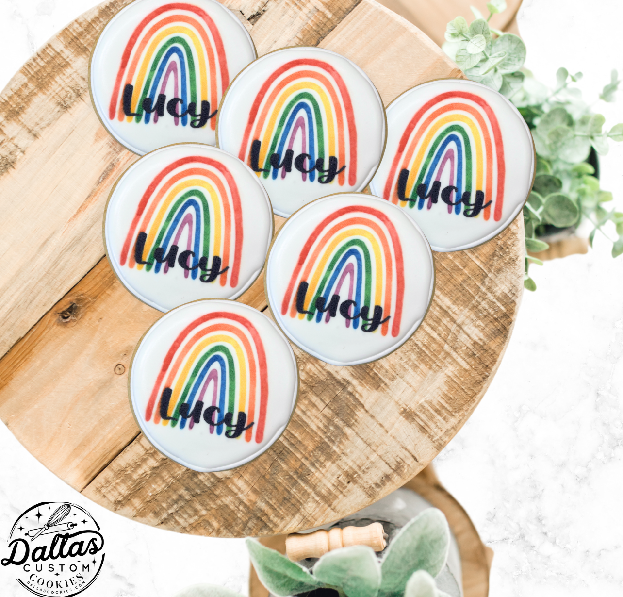 Personalized Rainbow themed Cookies--12 Count