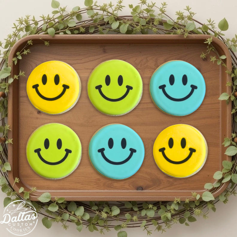 Smiley Faces & Peace Signs Disco Groovy Retro Party Themed 70s Cookies --12 Count
