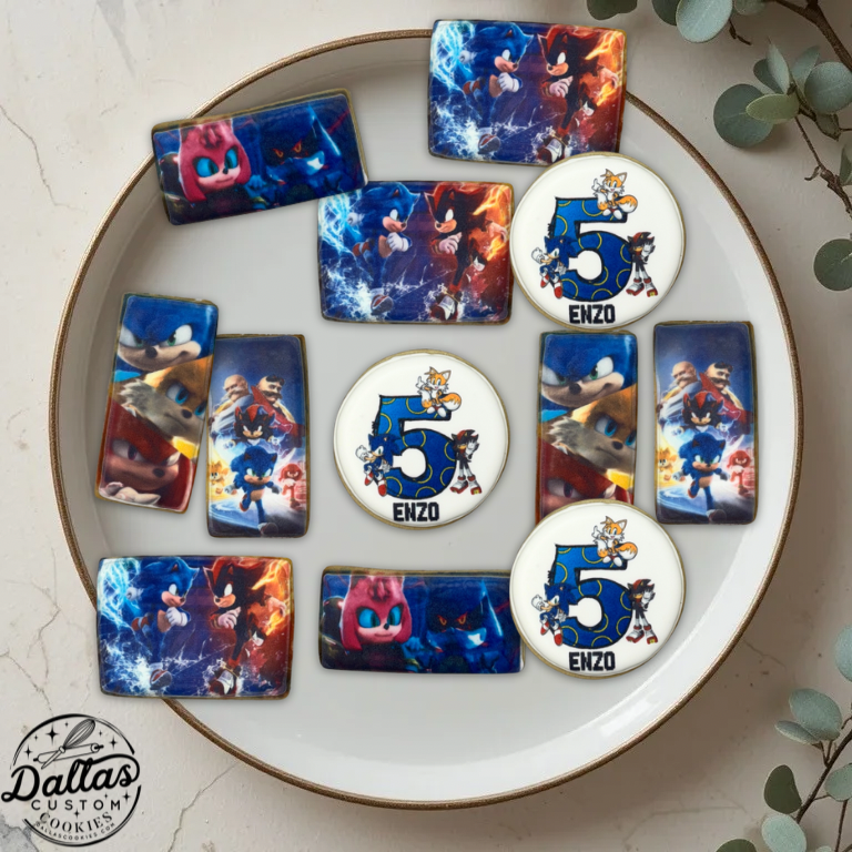 Action Images Sonic the Hedgehog Themed Decorated Birthday Cookies Sonic Party Favor Cookies--12 Count