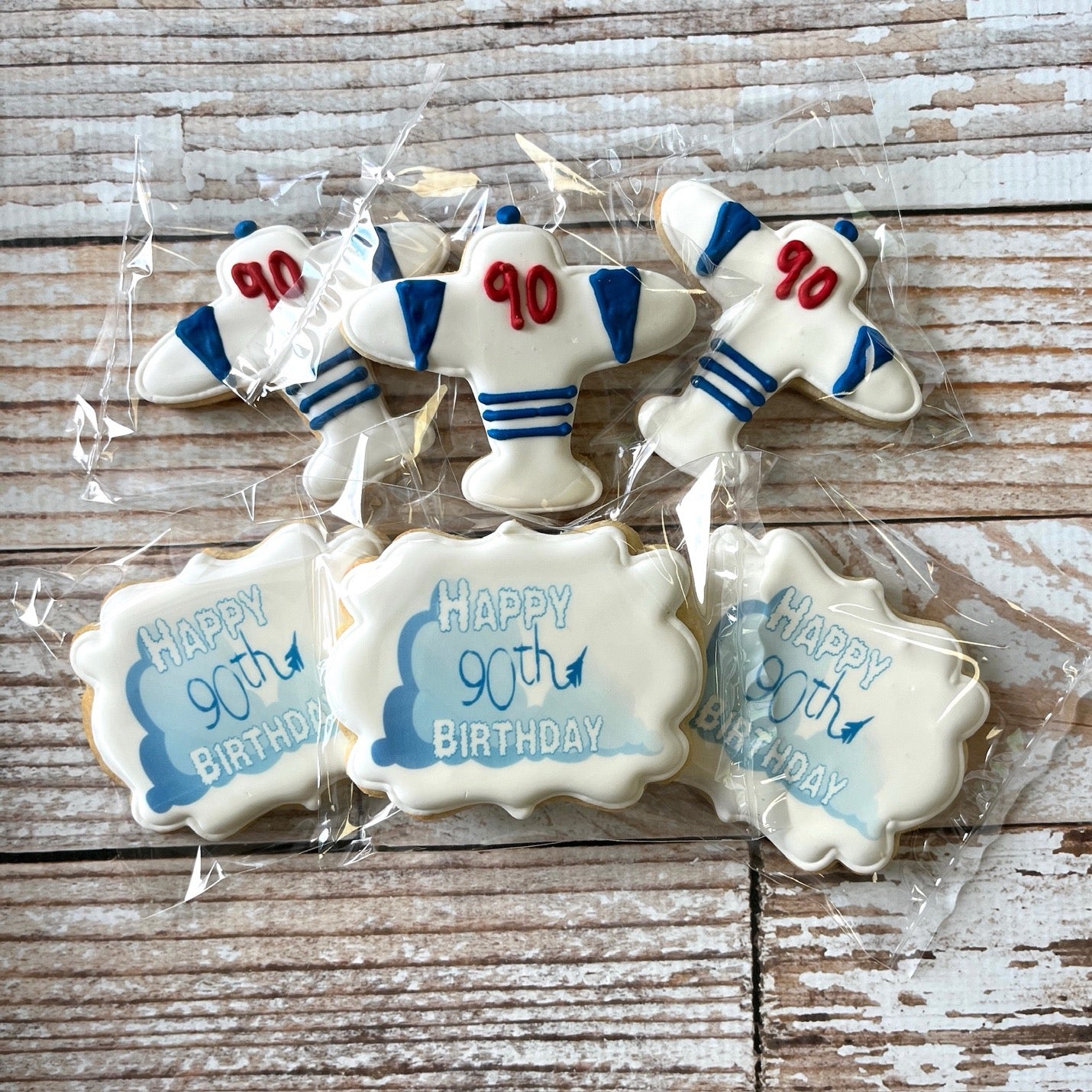 Hand Decorated Airplane Themed Cookies w/your choice of 2 Custom colors + AGE -12 Count
