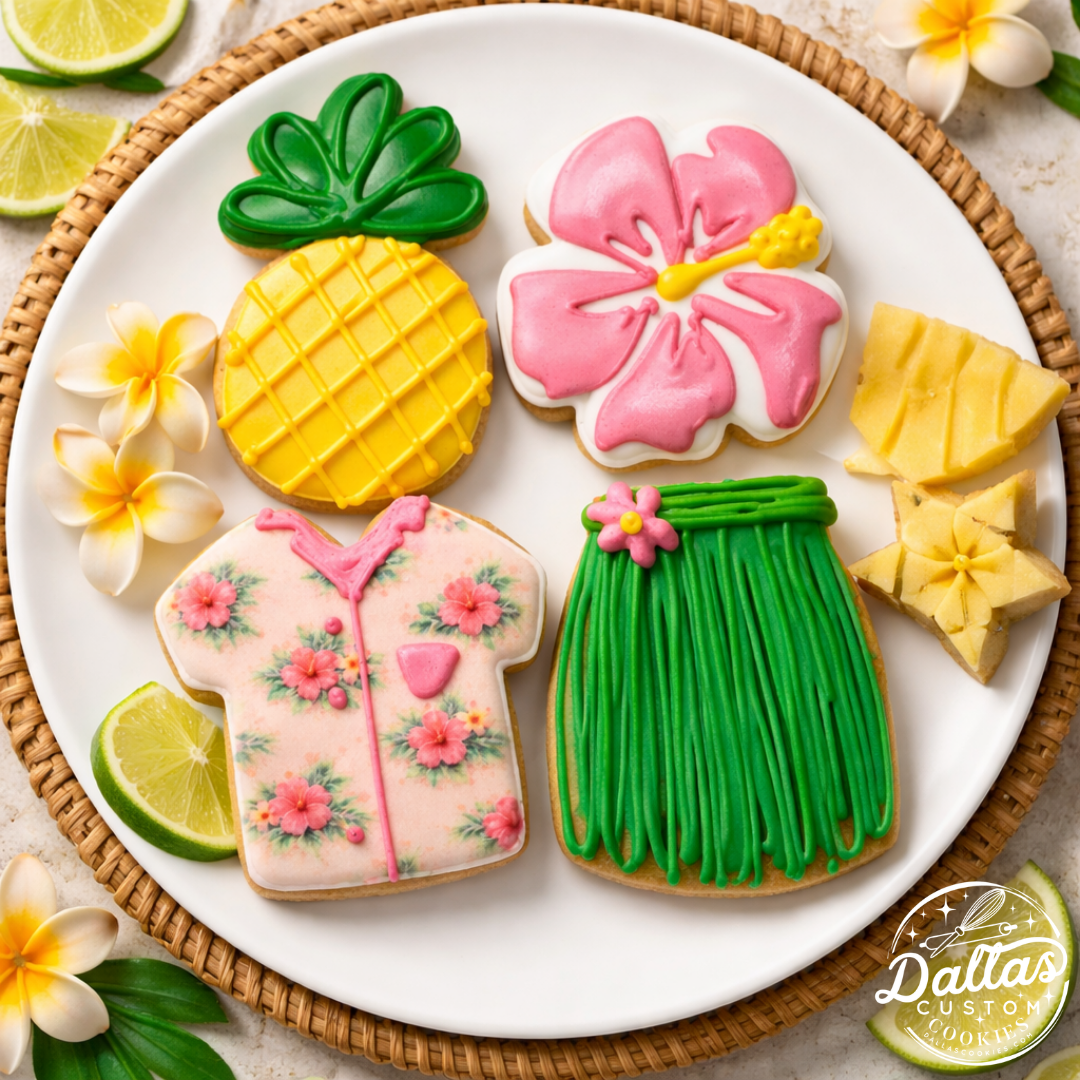 Tropical Hawaiian Cookies – Aloha Luau Decorated Sugar Cookies--12 Count
