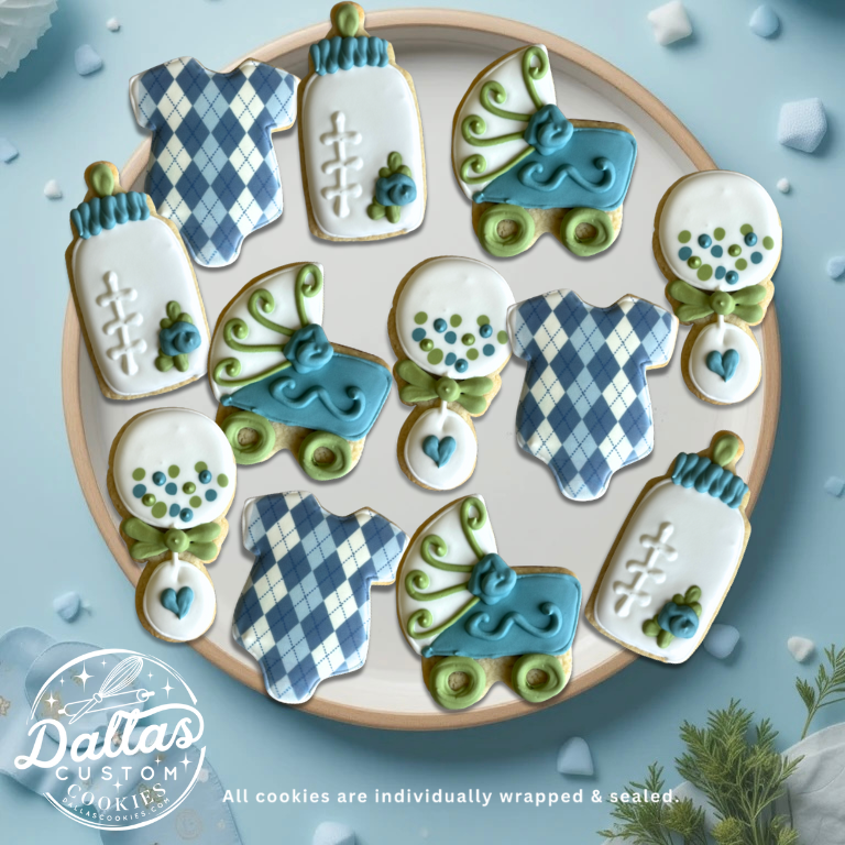 Baby Shower Cookies w/Custom Accent Colors--12 Count
