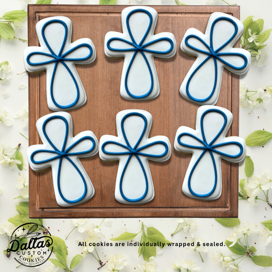 Christening Baptism Cross Cookies --12 Count
