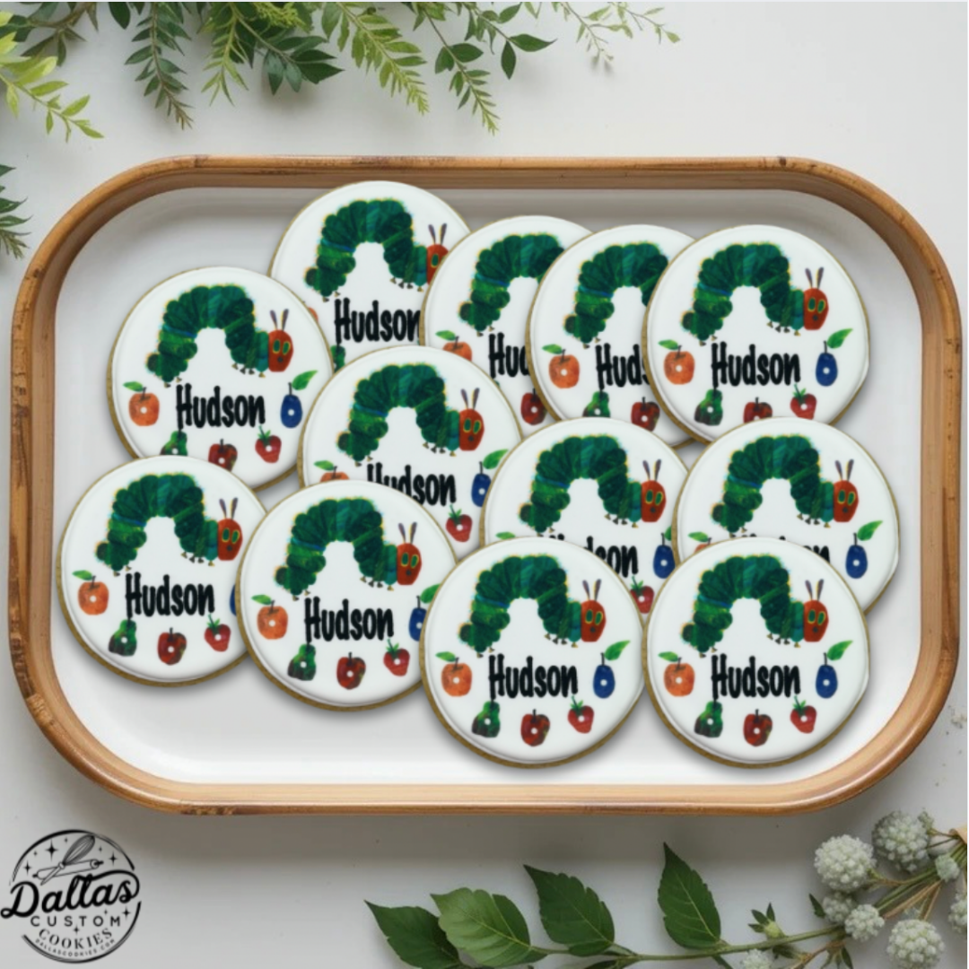 Personalized Hungry Caterpillar themed Birthday Cookies--12 Count