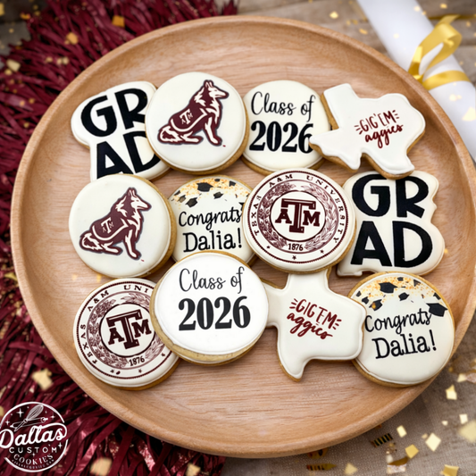 Texas A&M Aggie Direct Printed Pre-Designed Set of Graduation Cookies--12 Count