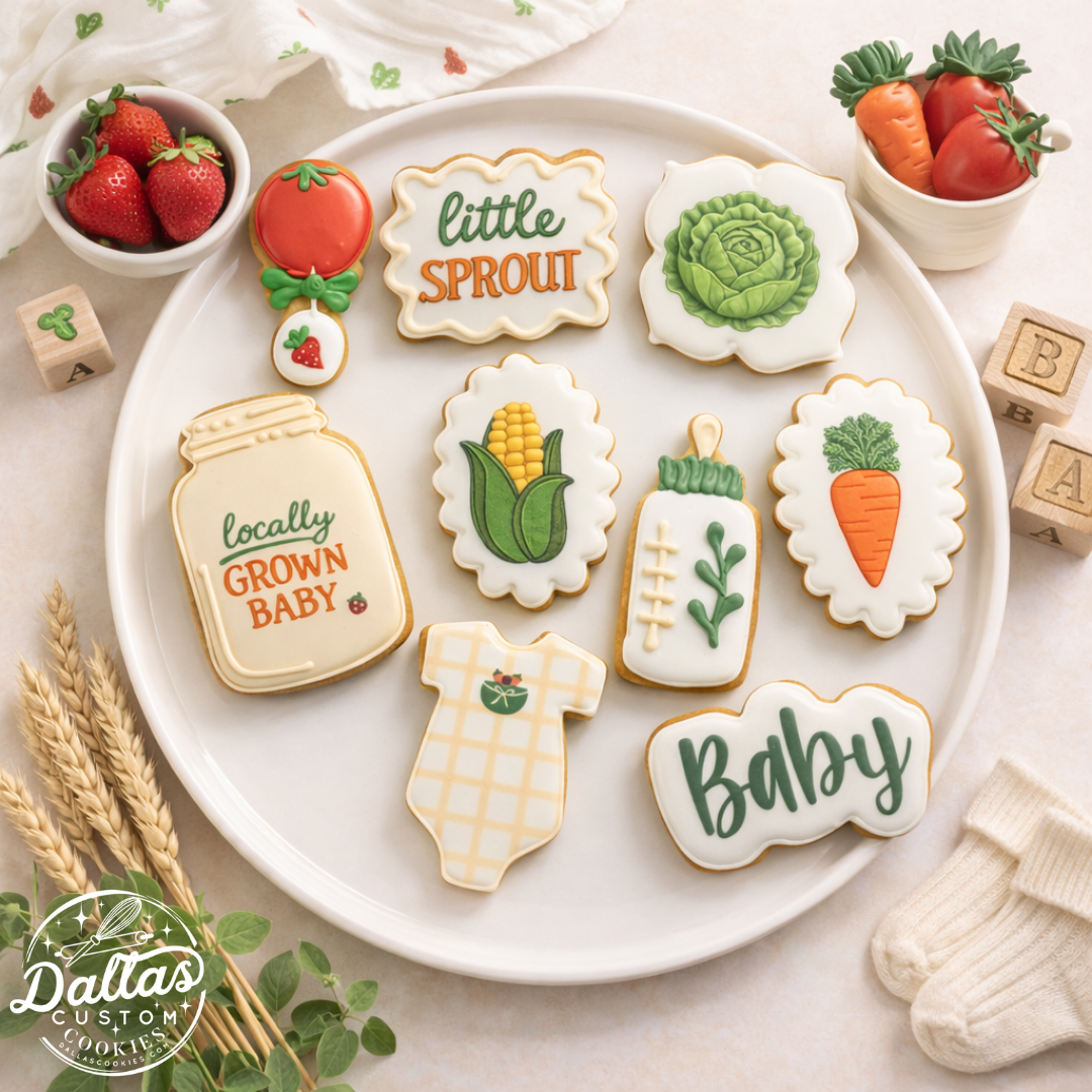 Locally Grown Baby Shower Fresh Market Little Sprout Themed Cookies--12 Count