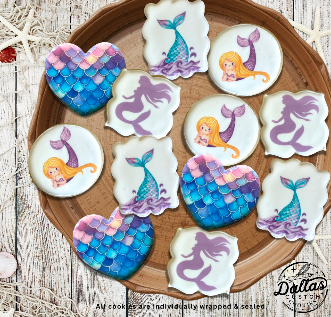Mermaid themed Birthday Cookies--12 Count