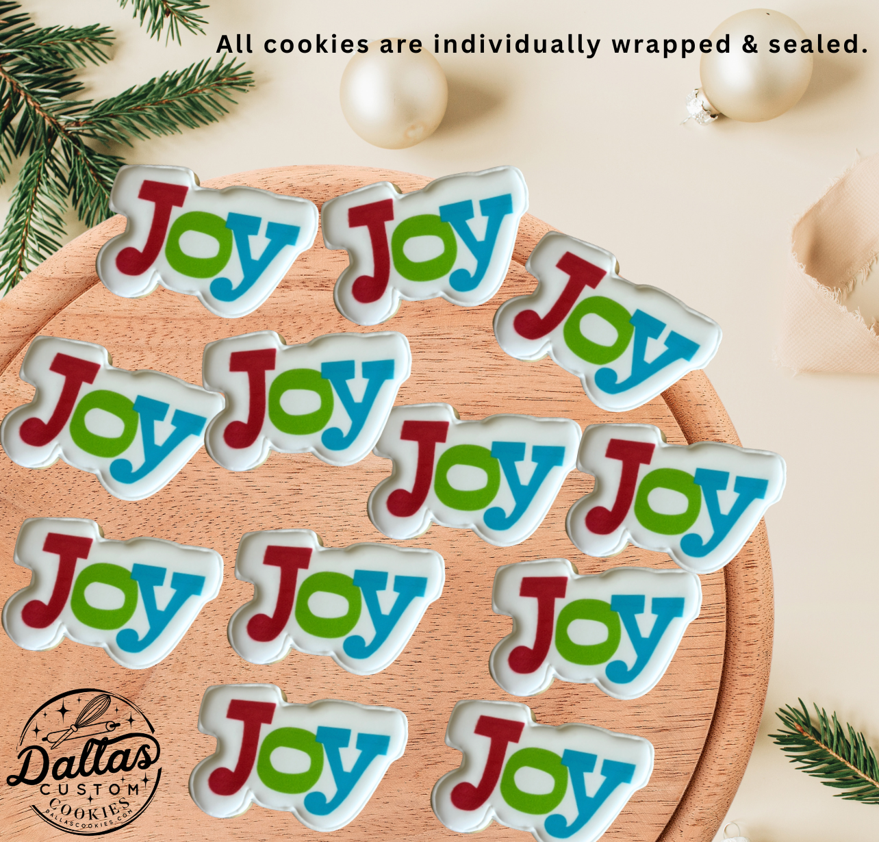 JOY Holiday Christmas Festive Sugar Cookies--12 Count