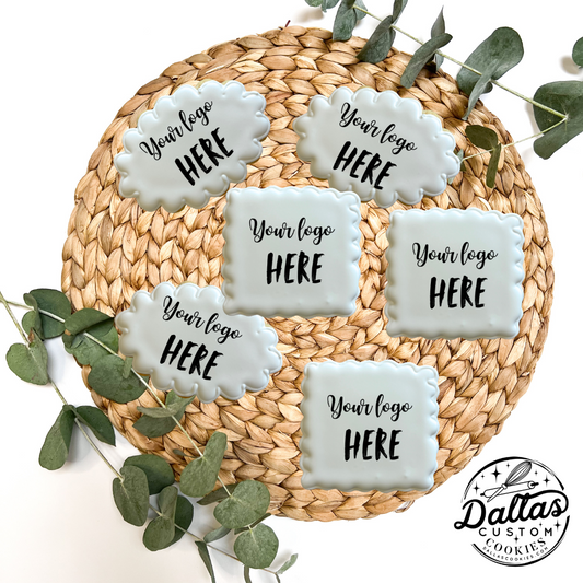 Additional Scalloped Shapes w/Live Preview Corporate Logo Cookies by the Dozen--12 Count