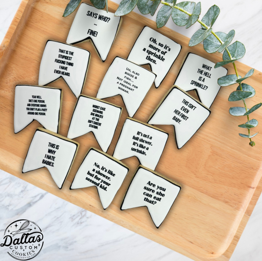 Funny Schitts Creek Banner Pennant Baby Shower Sprinkle Sugar Cookies Themed Gift--12 Count