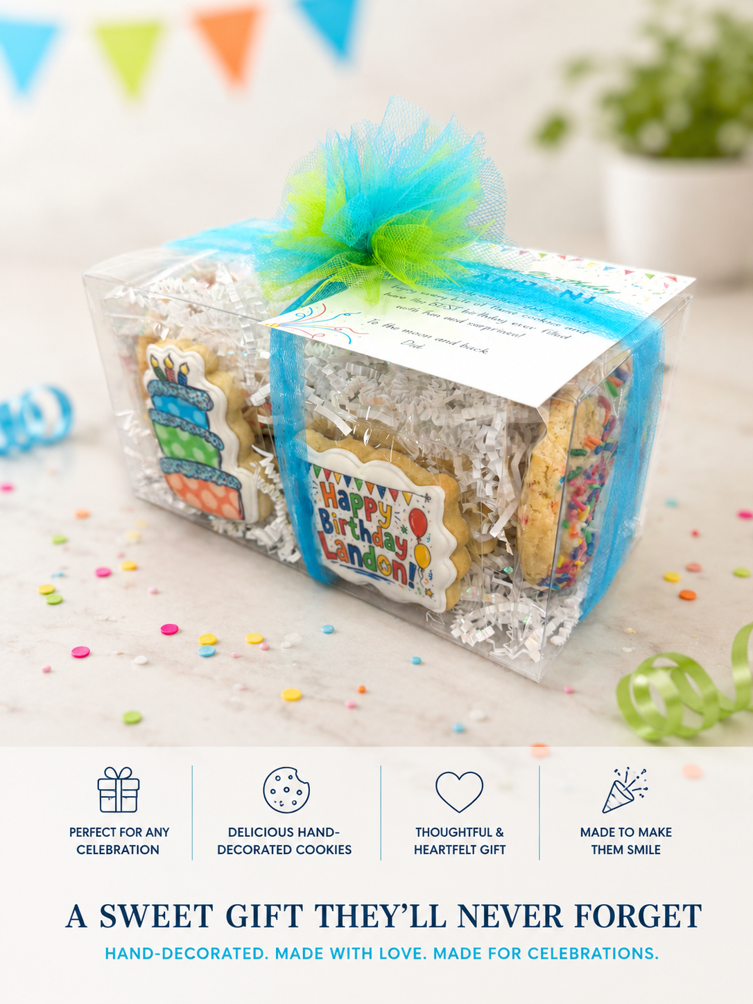 The Signature Birthday Cookie Gift Box - 12 count Box + Bow