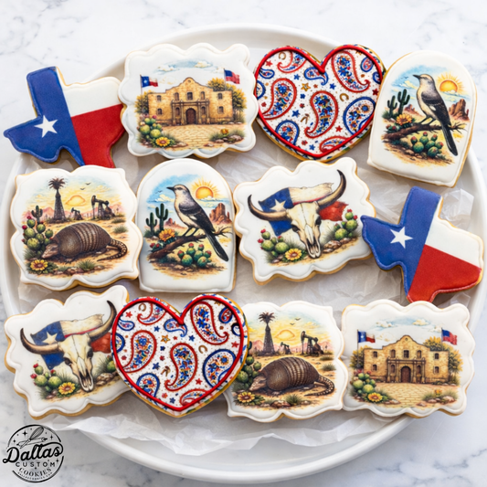 The Lone Star Collection – Texas Themed Printed Cookie Set--12 Count