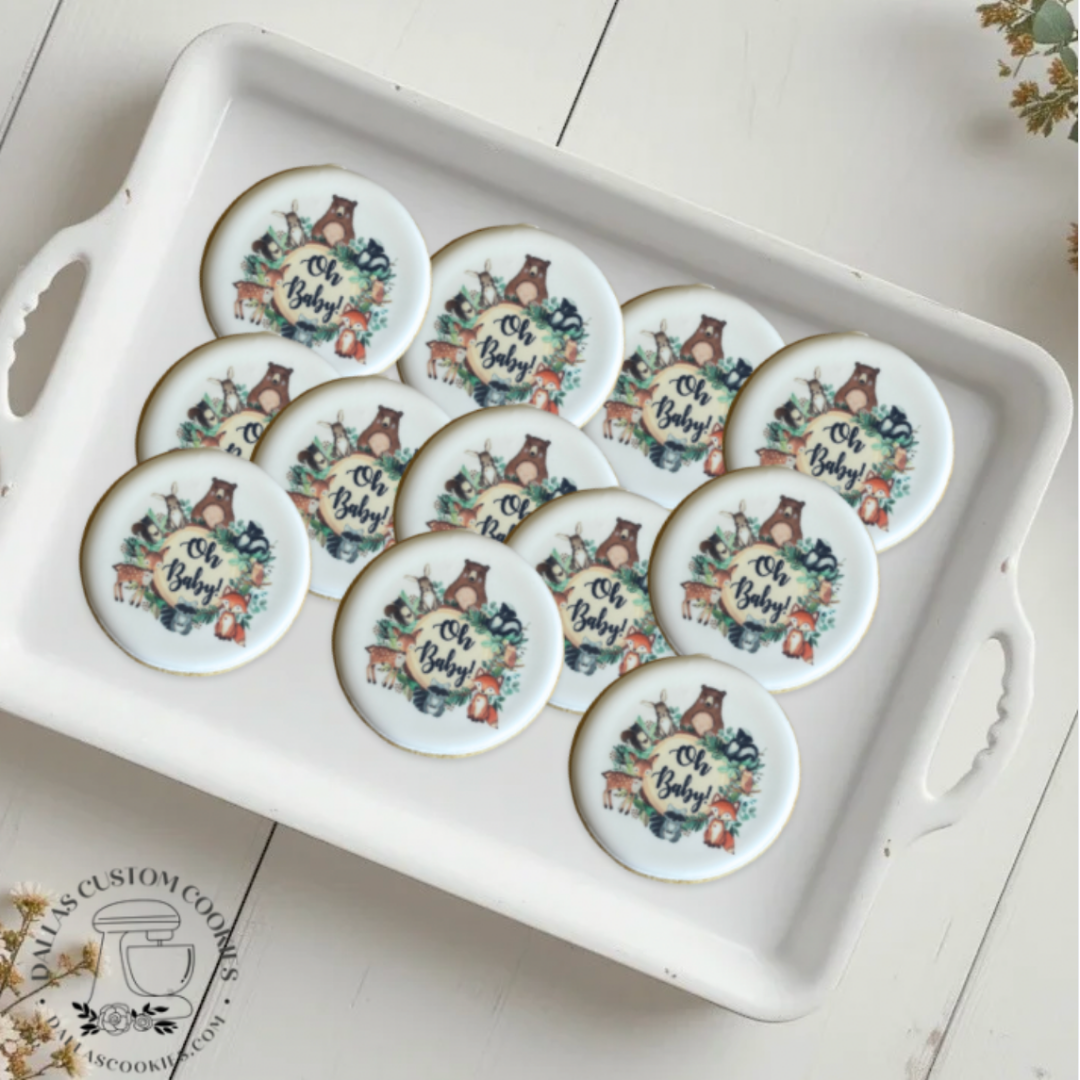 Oh Baby Woodlands themed Baby Shower Cookies--12 Count