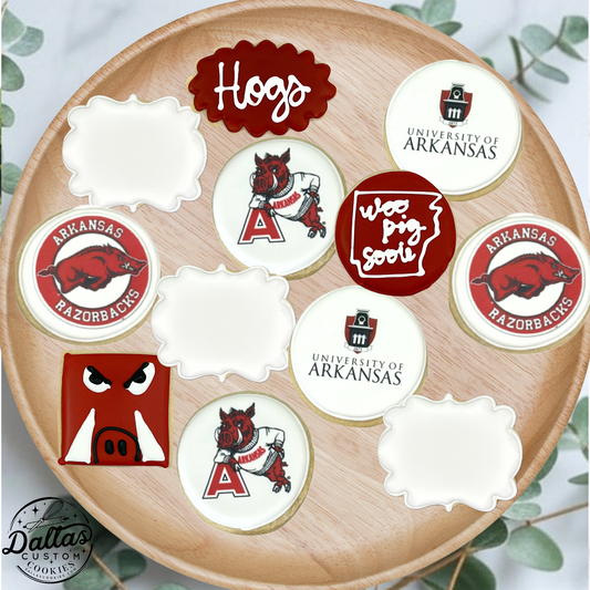 University of Arkansas Woo Pig! Hybrid Pre-designed /Printed Graduation Set of Cookies--12 Count