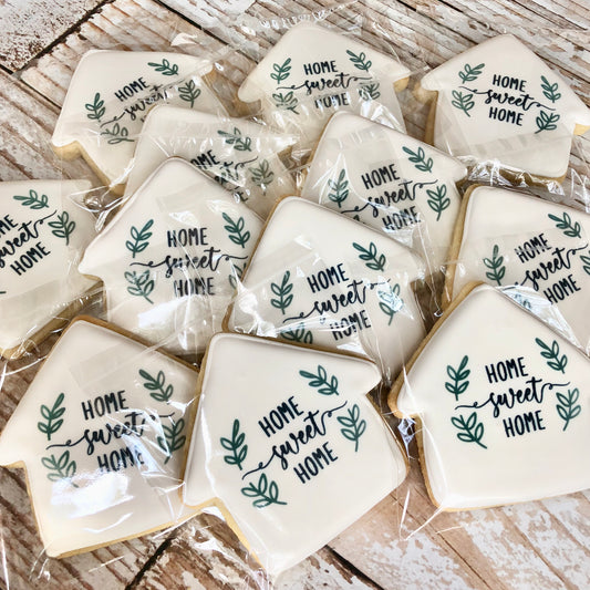 House Shaped Realtor Home Sweet Home House Warming Cookies--12 Count