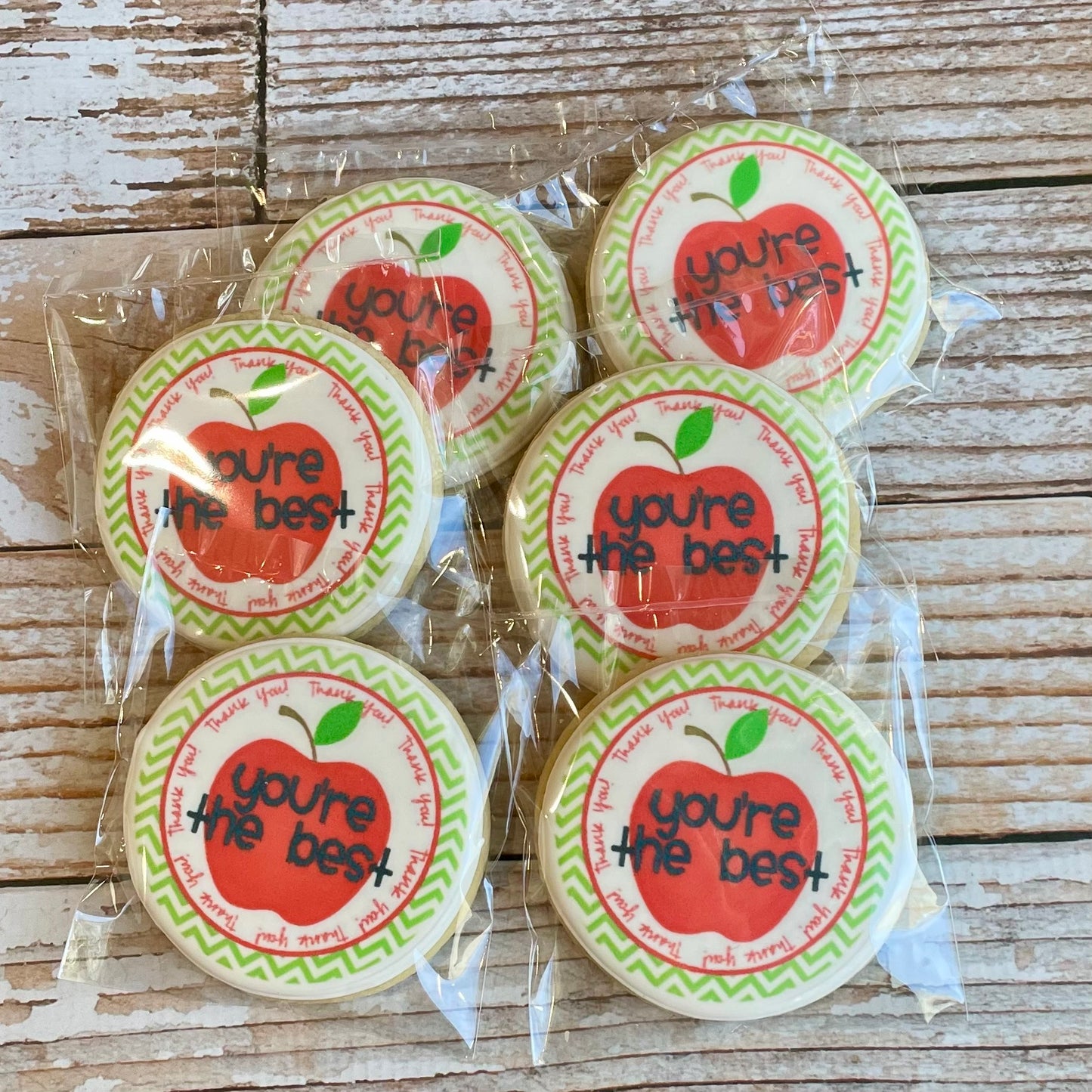 You're the best Teacher Apple School Themed Thank You Cookies Teacher Appreciation--12 Count