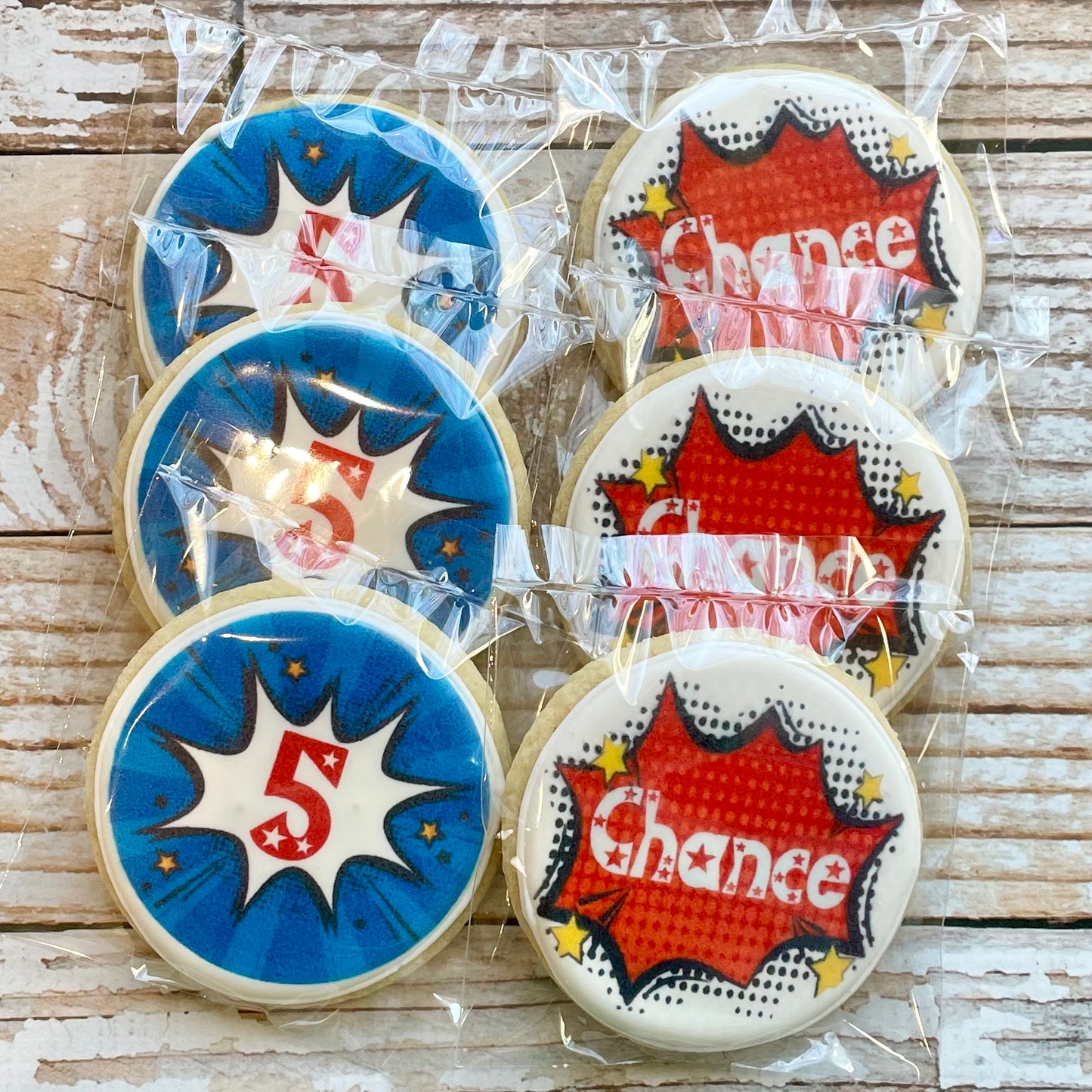 Super Hero Comic Themed Cookies w/Name & Age--12 Count