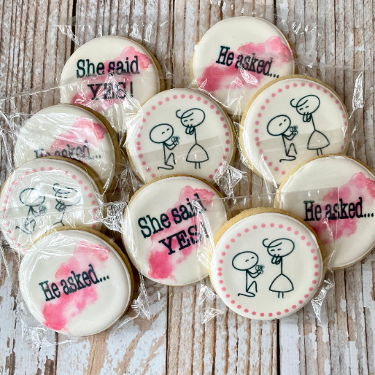 Engagement Stick Figure Proposal He asked She said YES Circle Shaped-- 12 Count