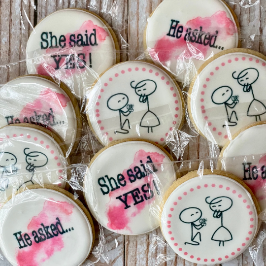 Engagement Stick Figure Proposal He asked She said YES Circle Shaped-- 12 Count